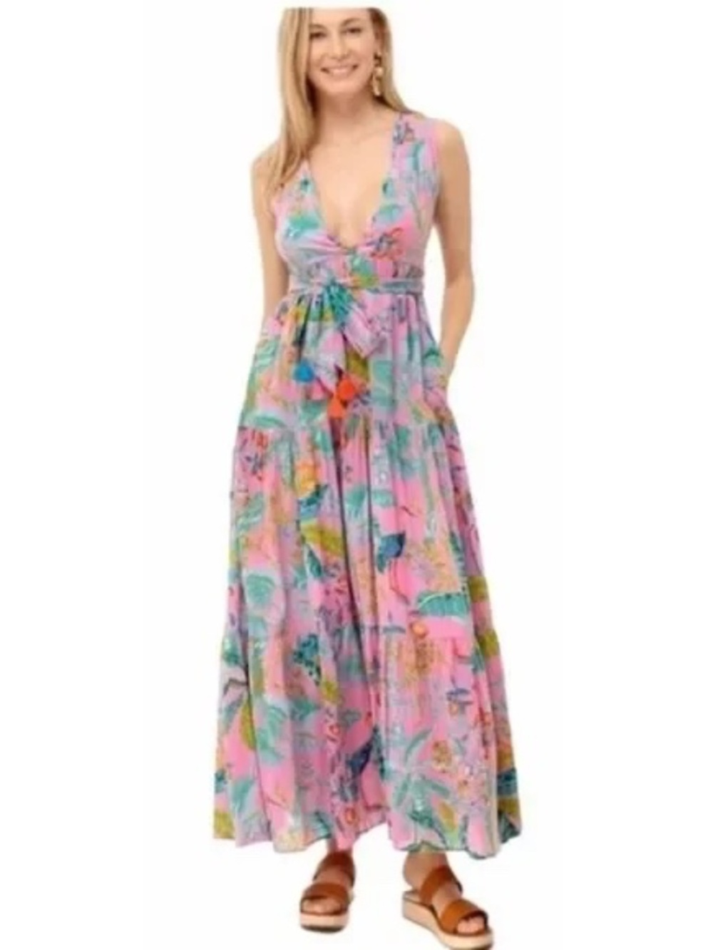 Banjanan Pink and Blue Floral Maxi Dress
